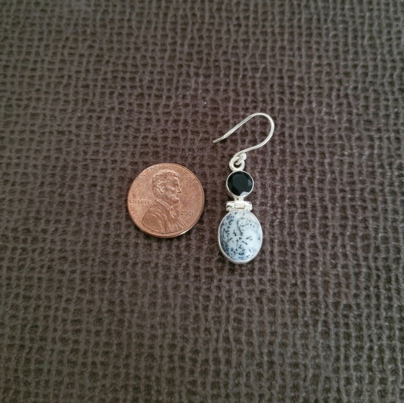 Shivam Oval Shaped Dendritic Agate Earrings - Picture 6 of 14